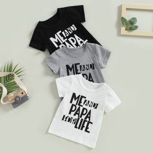 2023-02-22 Lioraitiin 0-4Years Toddler Kids Girls Boys Summer T-shirt Short Sleeve Crew Neck Letters Print Tops