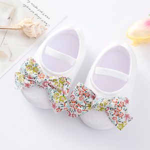 Cute Print Bowknot Shoes Newborn Casual Prewalker Baby Girls Princess Shoes First Walking Infant Toddler Fashion Solid Shoes