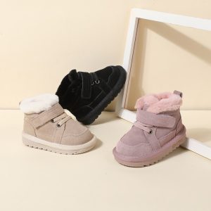 Baby Snow Boots Unisex Leather Cute Boys Girls Shoes Warm Cotton Kids Sneakers Soft Bottom Toddler Baby Shoes