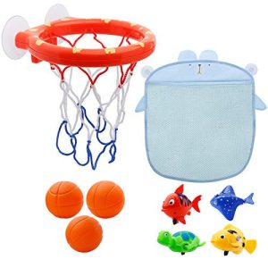 1pc Funny Baby Shower Boy Bathroom Toys Baby Bath Toys Storage Basketball Hoop And Balls Playset Summer Toys For Kids #TC