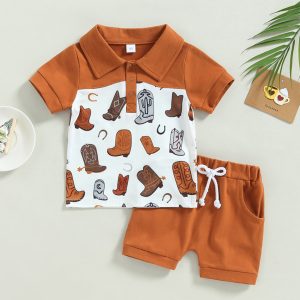 Short Sleeve T Shirt Shorts Fashion Toddler Boys Lapel Short Sleeve Shorts Summer Casual Clothes Sets for Baby Boys