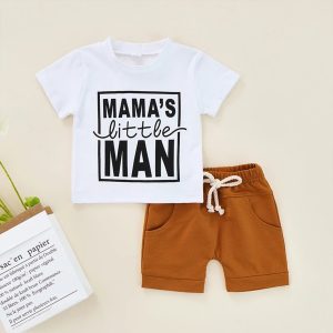 Baby Boys Clothing Sets Short Sleeve Top Pocket Shorts Letter Print Kids Clothing2pcs Clothes Groups Children Clothes Summer