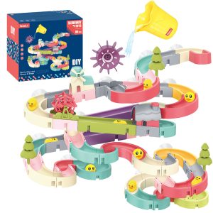 Cute Small Yellow Duck Slide Bath Toys DIY Assembling Track Interactive Playing Water For Kid's Summer Birthday Gifts