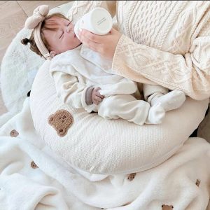 Moon Shape Detachable Sleeping Children'S Headrest For Newborn Baby Bear Design Decorative Breastfeeding Pillow