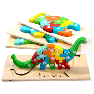 Wooden Toddler Puzzles for Kids Montessori Toys for Toddlers 2 3 4 5 Years Old Top 3D Puzzle Educational Dinosaur Toy
